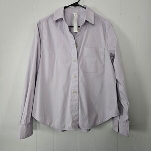 Lululemon Relaxed Fit Poplin Cotton Blend Button Down Shirt Lavender Small